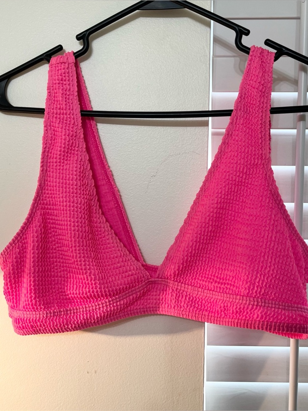 Neon Pink Ridged Halter Top